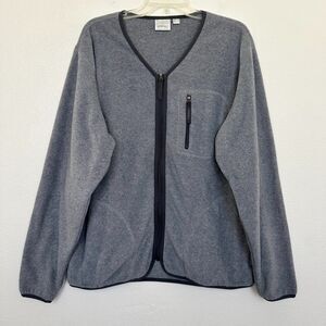 Gramicci Fleece Full Zip Jacket Gray Pockets Hiking Bouldering V-Neck Mens Small